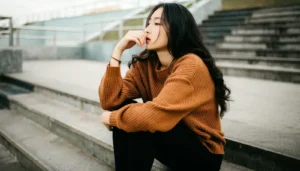 mujer nostálgica pensando. echar de menos