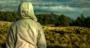 persona observando el paisaje. Desapego